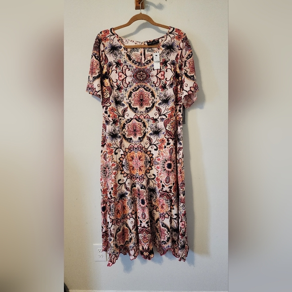 NWT Lane Bryant Floral Dress size 16 Pink and Blacl - Picture 1 of 7